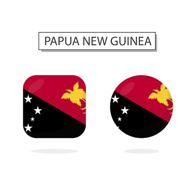 벡터 파푸아 뉴기니의 국기 2 모양 아이콘 3d 만화 스타일