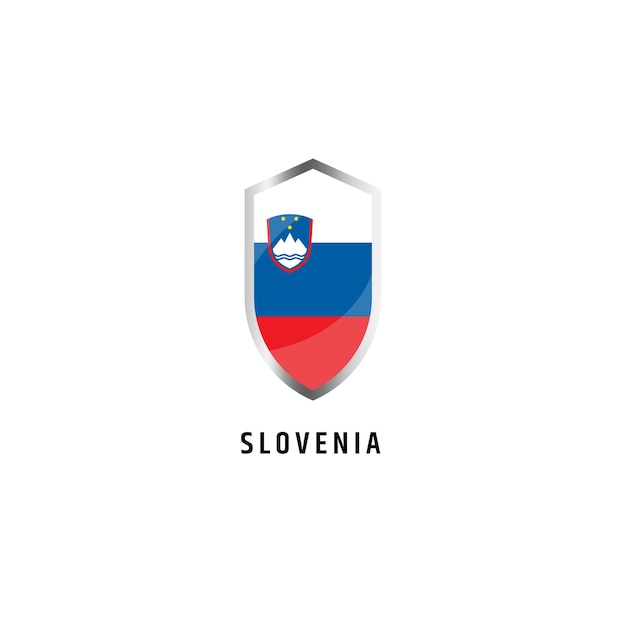 Флаг словении с плоской векторной иллюстрацией в форме щита