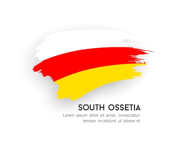 南オセチア、白い背景、eps10 ベクトル図に分離されたブラシ ストロークのデザインの旗
