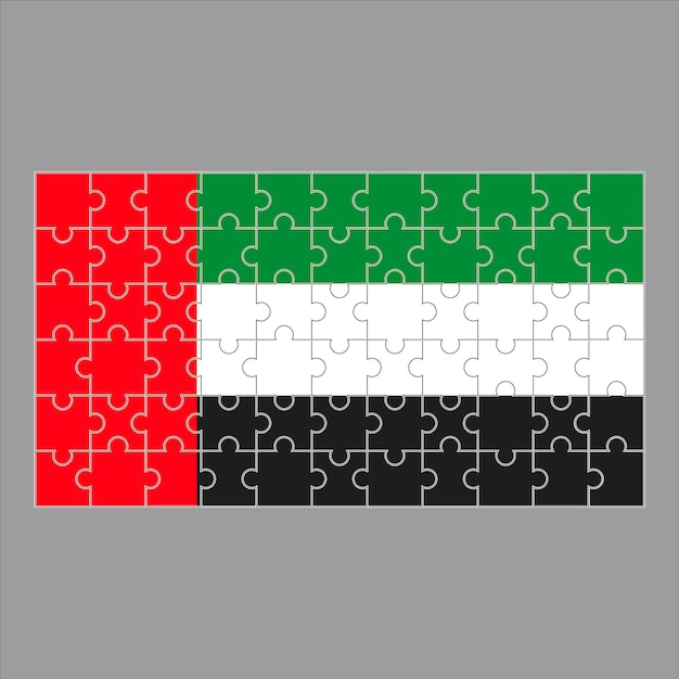 灰色の背景のパズルからアラブ首長国連邦の旗