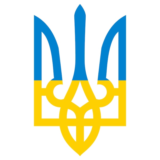 Вектор Флаг украины желто-синий трезубец