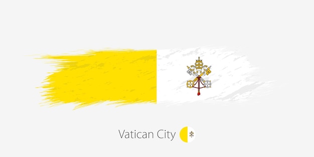 Флаг ватикана гранж абстрактный мазок кистью на сером фоне
