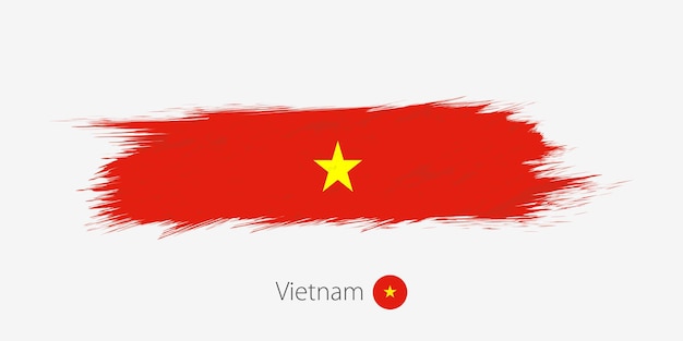 Флаг вьетнама гранж абстрактный мазок кистью на сером фоне
