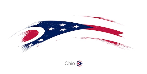 丸みを帯びたグランジブラシストロークのオハイオ州の旗ベクトル図