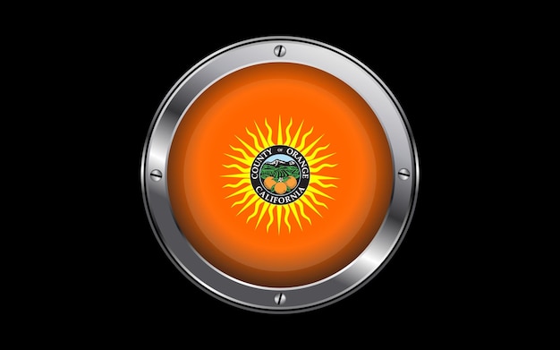 Flag of Orange County, California United States 3d badge vector image