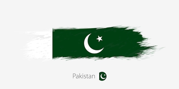 Flag of Pakistan grunge abstract brush stroke on gray background