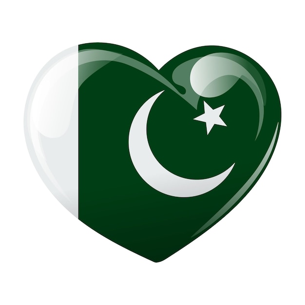 Bandiera del pakistan a forma di cuore cuore con bandiera del pakistan illustrazione 3d vettore