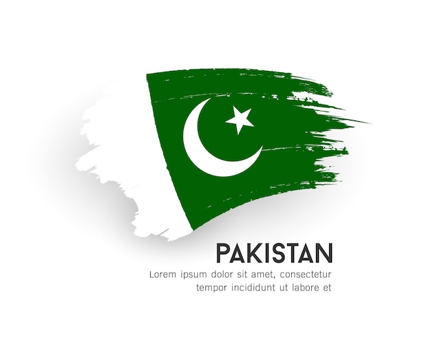 白い背景の図に分離されたパキスタンのベクトルブラシストロークデザインの旗