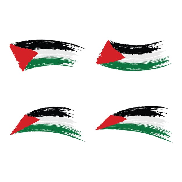 Flag of palestine brush paint style vector illustration