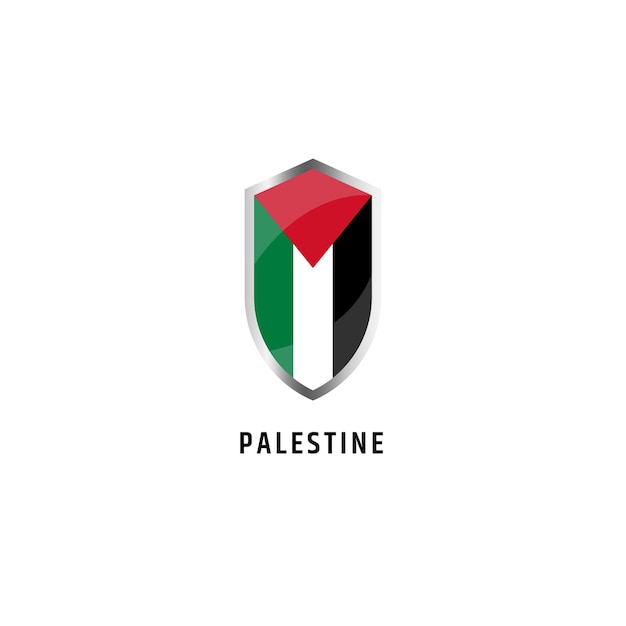 Flag of Palestine with shield shape icon flat vector illustration