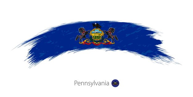 Flag of Pennsylvania state in rounded grunge brush stroke Vector illustration