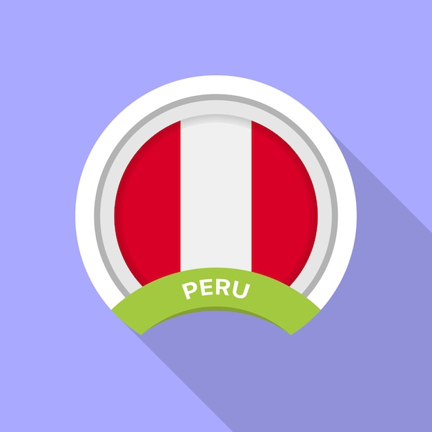 Vector flag of peru as round glossy icon button with peruvian flag