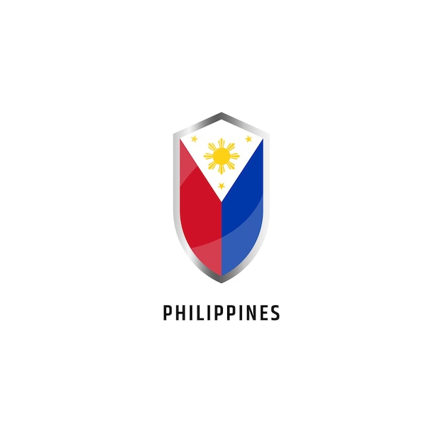 Vector flag of philippines with shield icon flat vector illustration