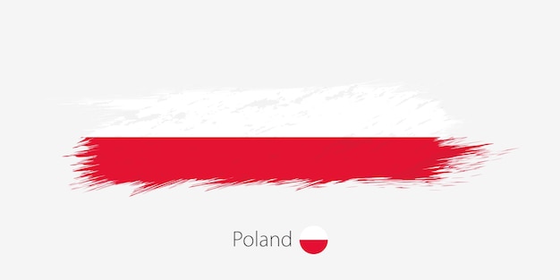 Flag of Poland grunge abstract brush stroke on gray background