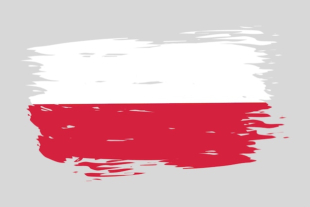 Флаг Польши, нарисованный мазком кисти Абстрактная концепция Государственный флаг в стиле гранж Векторная иллюстрация