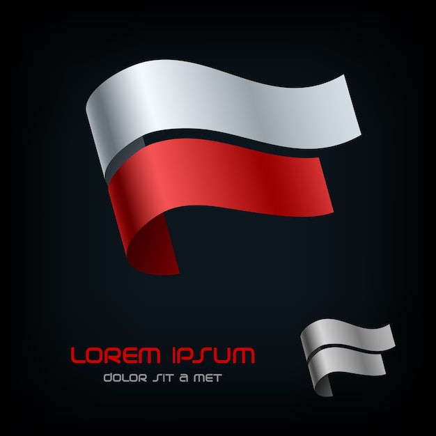 폴란드, 리본 로고의 국기.