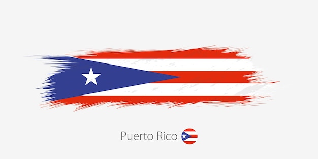 Flag of puerto rico grunge abstract brush stroke on gray background