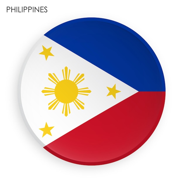 Flag of Republic of Philippines icon in modern neomorphism style Button for mobile application or w
