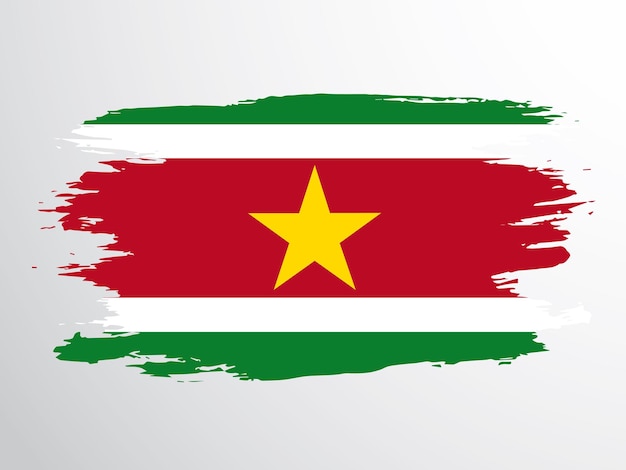 Flag of the Republic of Suriname painted with a brush