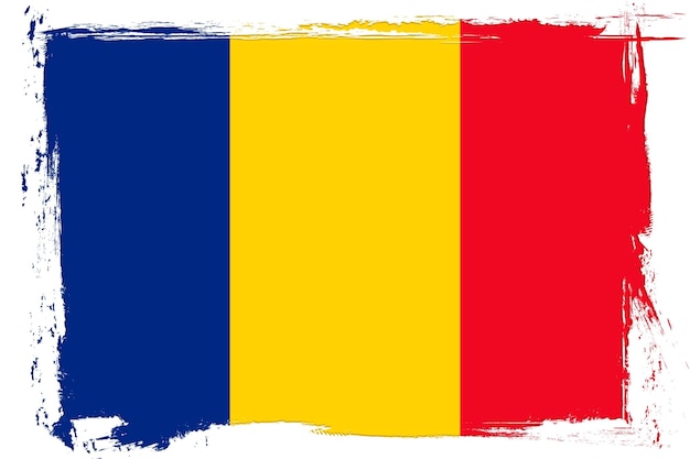 Flag of Romania banner with grunge brush