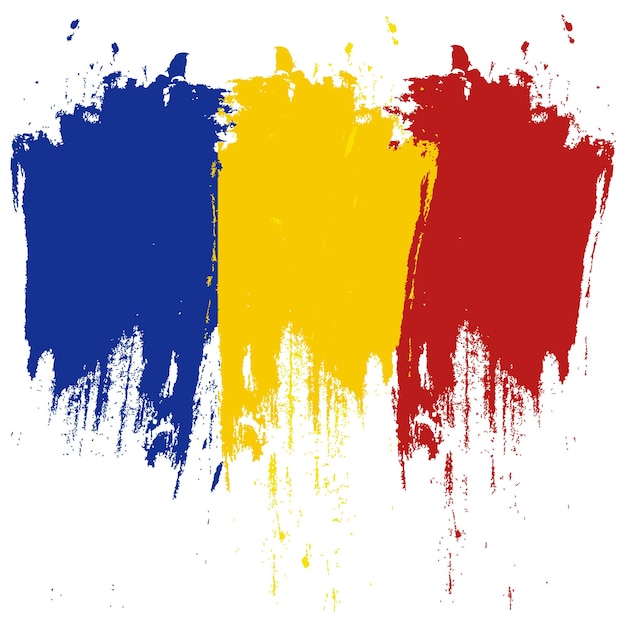 Flag of Romania. Drawn with ink. Grunge. Splashes on a white background. Brush. Problem. 