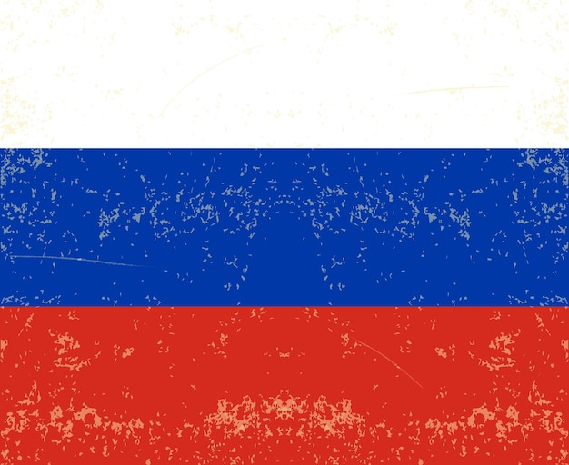 古いビンテージ テクスチャを持つロシア ベクトルの旗