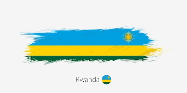 Flag of Rwanda grunge abstract brush stroke on gray background