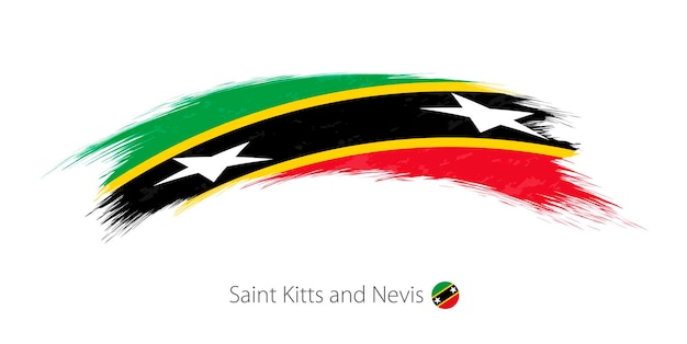 Flag of Saint Kitts and Nevis in rounded grunge brush stroke. Vector illustration.