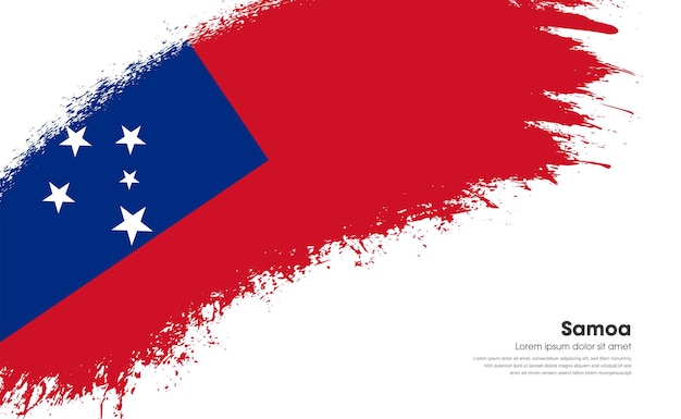 Flag of Samoa country on curve style grunge brush stroke with background