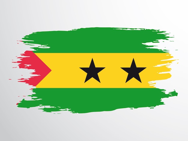 Flag of Sao Tome and Principe painted with a brush