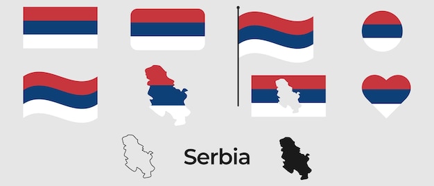 セルビアの国旗 セルビアのシルエット 国のシンボル