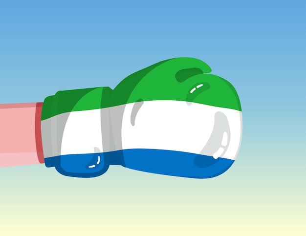 Vector flag of sierra leone on boxing glove confrontation between countries with competitive power