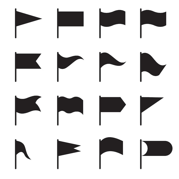 Vector flag silhouette set