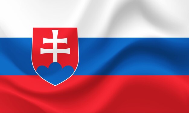 A flag of slovakia with the cross on the top.