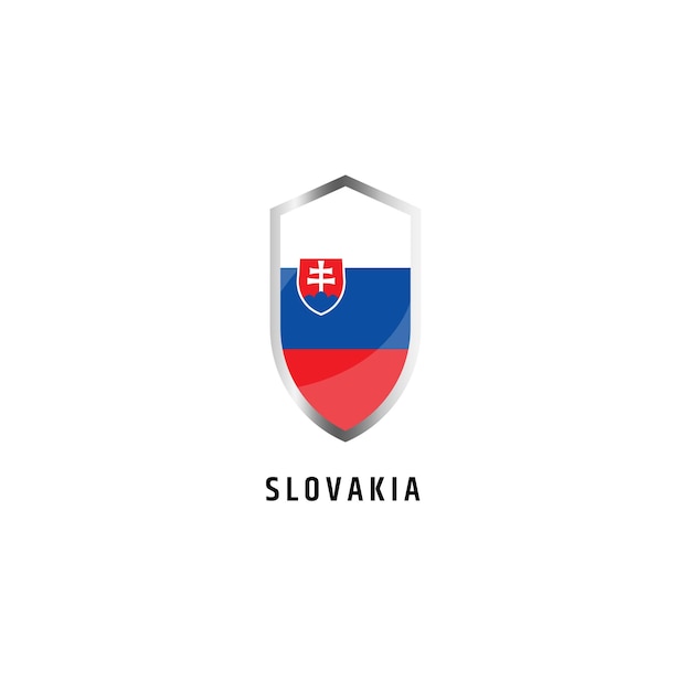 Flag of Slovakia with shield shape icon flag vector illustration