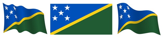 Vector flag of solomon islands in static position and in motion fluttering in wind in exact colors and siz