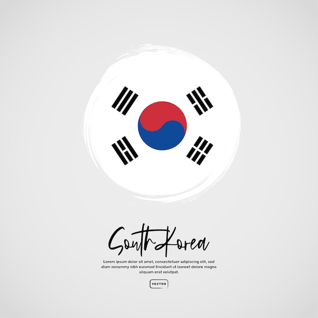 Flag of South Korea with brush stroke effect and text