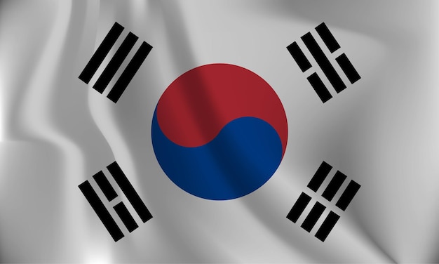 Flag of South Korea with a wavy effect due to the wind