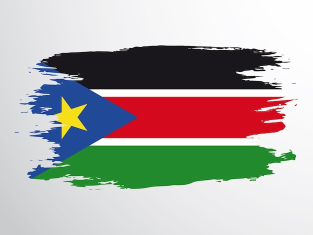 Flag of South Sudan painted with a brush