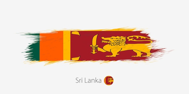 Flag of Sri Lanka grunge abstract brush stroke on gray background