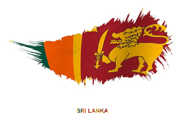Flag of Sri Lanka in grunge style with waving effect, vector grunge brush stroke flag.