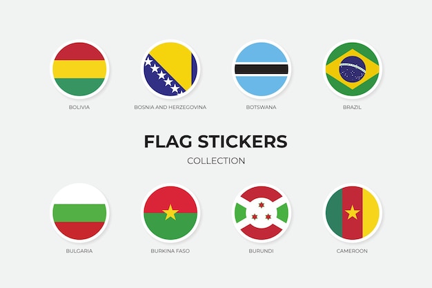 Flag stickers of bolivia bosnia and herzegovina botswana brazil bulgaria burkina faso burundi and cameroon