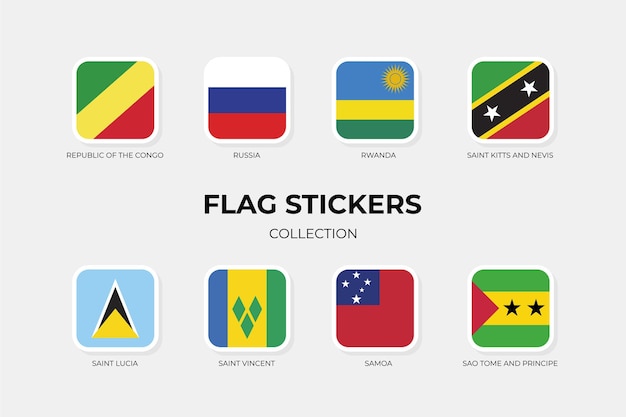 Flag Stickers of Republic of The Congo Russia Rwanda Saint Kitts and Nevis Saint Lucia Saint Vincent Samoa Sao Tome and Principe