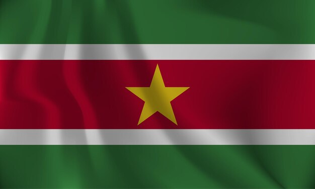 Flag of Suriname with a wavy effect due to the wind