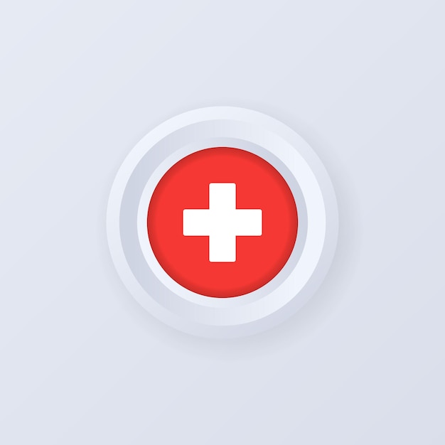 Flag of Switzerland. Switzerland label, sign, button, badge in 3d style.  