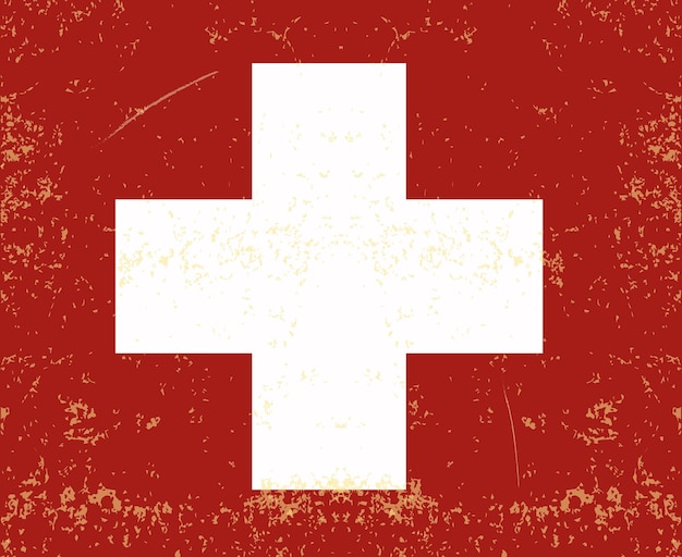 flag of Switzerland Vector with old vintage texture