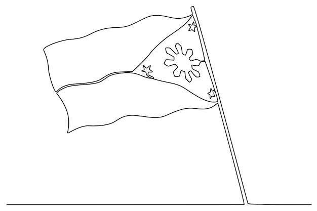 A flag symbolizing Philippine independence Philippine independence day oneline drawing