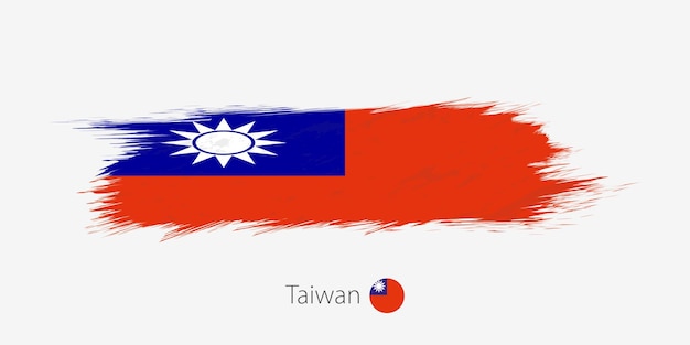 Flag of Taiwan grunge abstract brush stroke on gray background