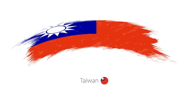 Flag of Taiwan in rounded grunge brush stroke Vector illustration