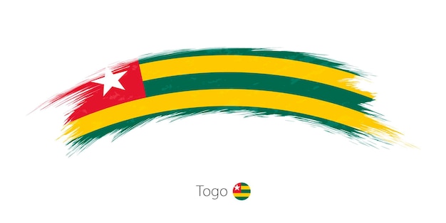 Flag of Togo in rounded grunge brush stroke. Vector illustration.